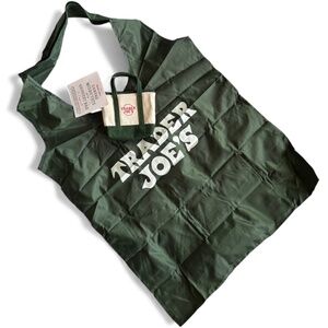 Trader Joe’s Canvas Micro Tote With Foldable Grocery Bag – Green– Brand New